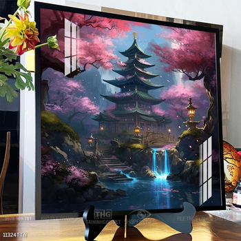 Tranh phon thủy sông, núi và mặt trời