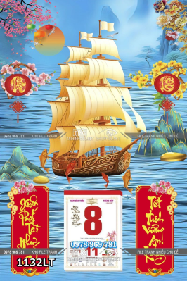 File tranh lịch tết 2026 thuận buồm xuôi gió 1132LT