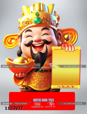 File vector cnc Tết thần tài lịch tài lộc cầm vàng tết 1133VTT
