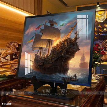 Tranh thuyền buồm vàng phong thủy đẹp