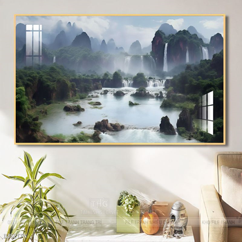 Tranh phong thủy phong cảnh thác nước thiên nhiên