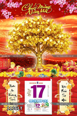 File lịch tết năm mới cây tiền vàng phát tài 1136LT