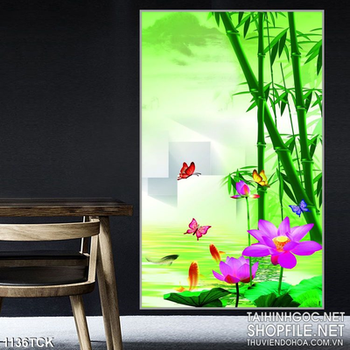 Tranh hoa sen cá chép