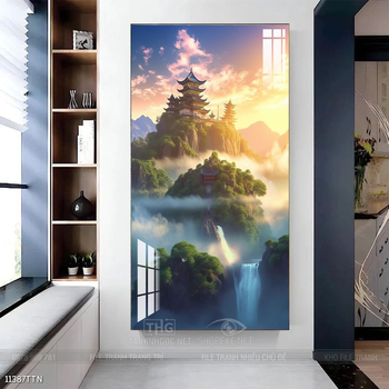 Tranh phong thủy phong cảnh thác nước thiên nhiên