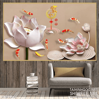 Tranh treo tường hoa sen cá chép