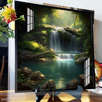 Tranh phon thủy sông, núi và mặt trời