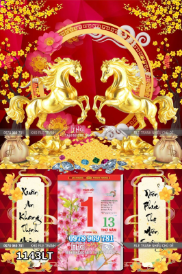 File lịch tết con ngựa vàng phi nước đại 1143LT