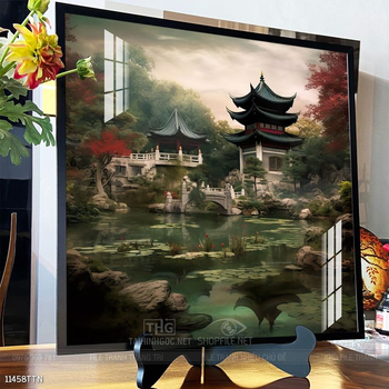 Tranh phon thủy sông, núi và mặt trời