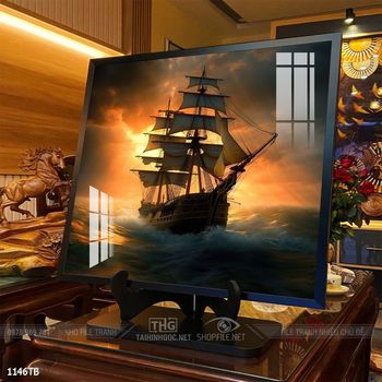 Tranh thuận buồm xuôi gió cánh buồm vàng đẹp nhất