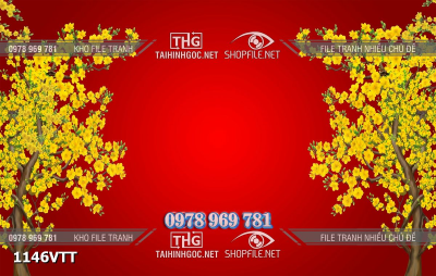 File tranh phông tết cành mai tết năm mới tết cổ truyền 1146VTT