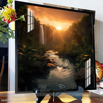 Tranh phong thủy phong cảnh thác nước thiên nhiên