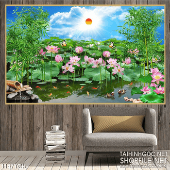 Tranh đầm sen và cá chép