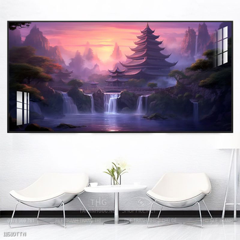 Tranh phon thủy sông, núi và mặt trời