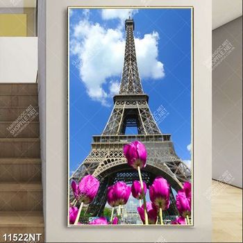 Tranh hoa tulip và tháp Eiffel