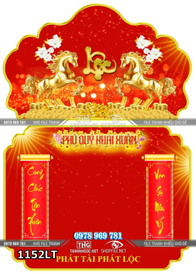 File psd tranh lịch tết ngựa vàng tài lộc 1152LT
