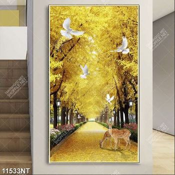 Tranh psd mùa thu vàng