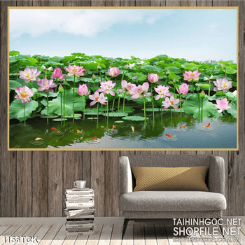 Tranh gạch phong cảnh hoa sen