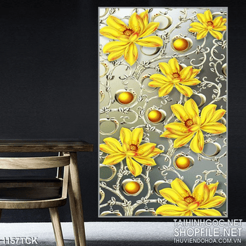 Tranh hoa sen vàng nghệ thuật