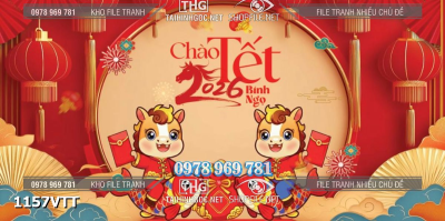 File tranh tất niên cuối năm phông nền chụp hình trang trí tét con ngựa 1157VTT