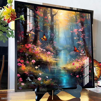 Tranh phon thủy sông, núi và mặt trời