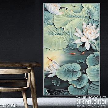 Tranh hoa sen dán tường nghệ thuật