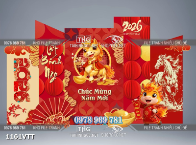 File gốc mô hình tiểu cảnh sự kiện tết năm bính ngọ con ngựa tết 1161VTT