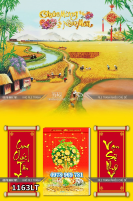 File tranh lịch tết đồng quê làng quê việt nam 1163LT