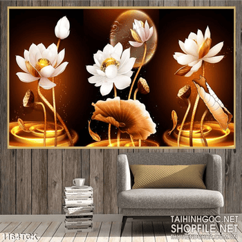 Tranh gạch hoa sen trang trí