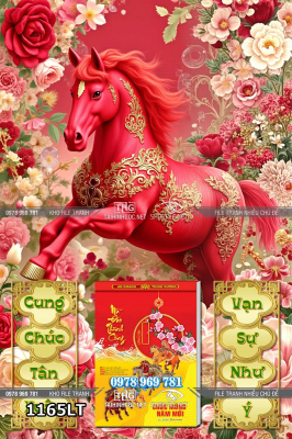 File lịch tết con ngựa màu đỏ vinh hoa 1165LT