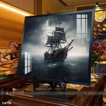 Tranh thuyền buồm vàng phong thủy đẹp