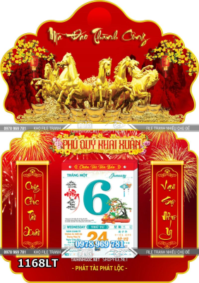 File lịch tết mã đáo thành công con ngựa vàng bát mã 1168LT