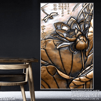 Tranh phù điêu hoa sen