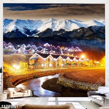 Tranh ngôi làng lung linh ánh đèn