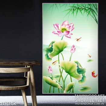 Tranh hoa sen Psd