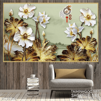 Tranh thư pháp hoa sen nghệ thuật