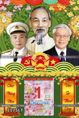 File tranh lịch tết bác hồ 3 vị lãnh tụ 1175LT