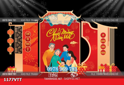 File tranh mô hình 3d sân khấu background phông nền tết tiểu cảnh sự kiện tết 1177VTT