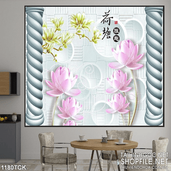 Tranh 3D hoa sen treo tường