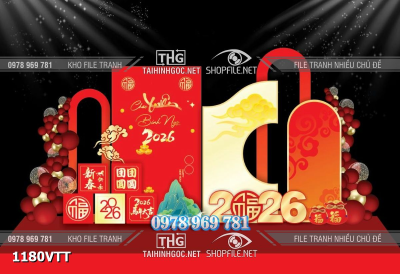 File tranh mô hình 3d background phông nền tết tiểu cảnh sự kiện tết 1180VTT