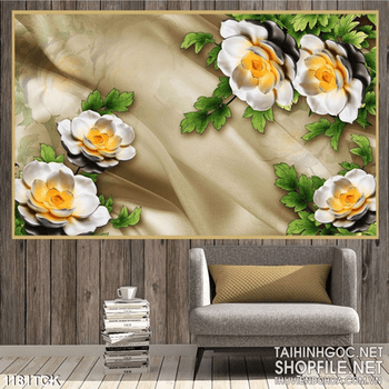 Tranh lụa hoa sen 3D đẹp