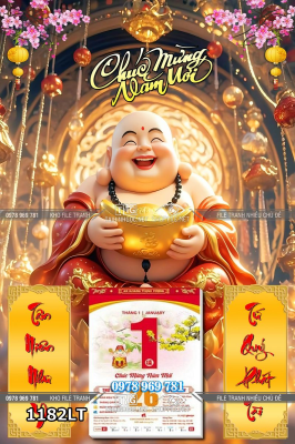 File lịch tết ông di lặc thần tài vui cười tân xuân phát tài 1182LT