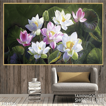 Tranh hoa sen psd khổ lớn