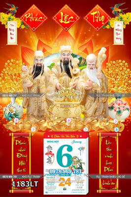 File tranh lịch tết 3 ông Phúc Lộc Thọ 1183LT