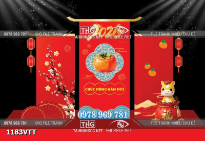 File tranh mô hình 3d background phông nền tết tiểu cảnh sự kiện tết 1183VTT