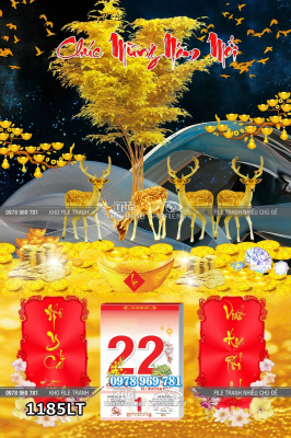File lịch tết hươu nai kim lộc hưng thịnh 1185LT