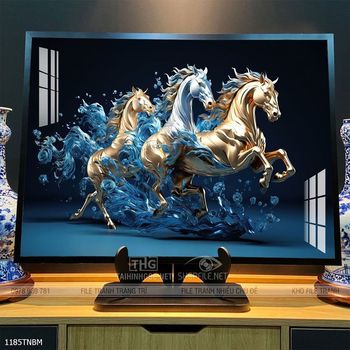 Tranh ngựa bát mã trang trí tường nhà