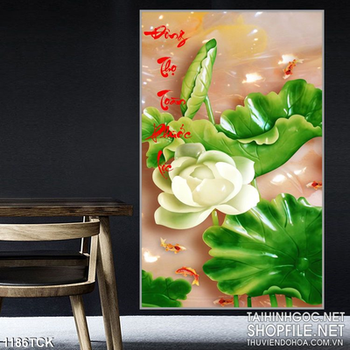 Tranh giả ngọc hoa sen psd