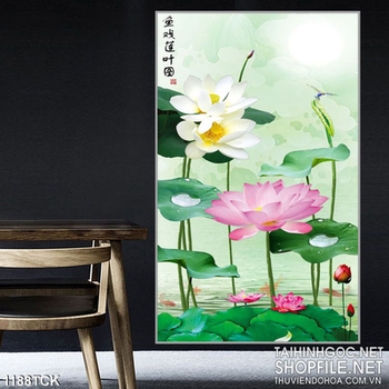 Tranh hoa sen in canvas