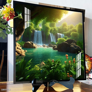 Tranh phong thủy phong cảnh thác nước thiên nhiên