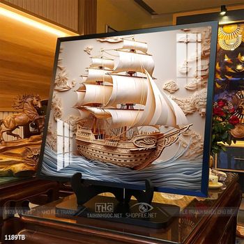 Tranh thuyền buồm vàng phong thủy đẹp